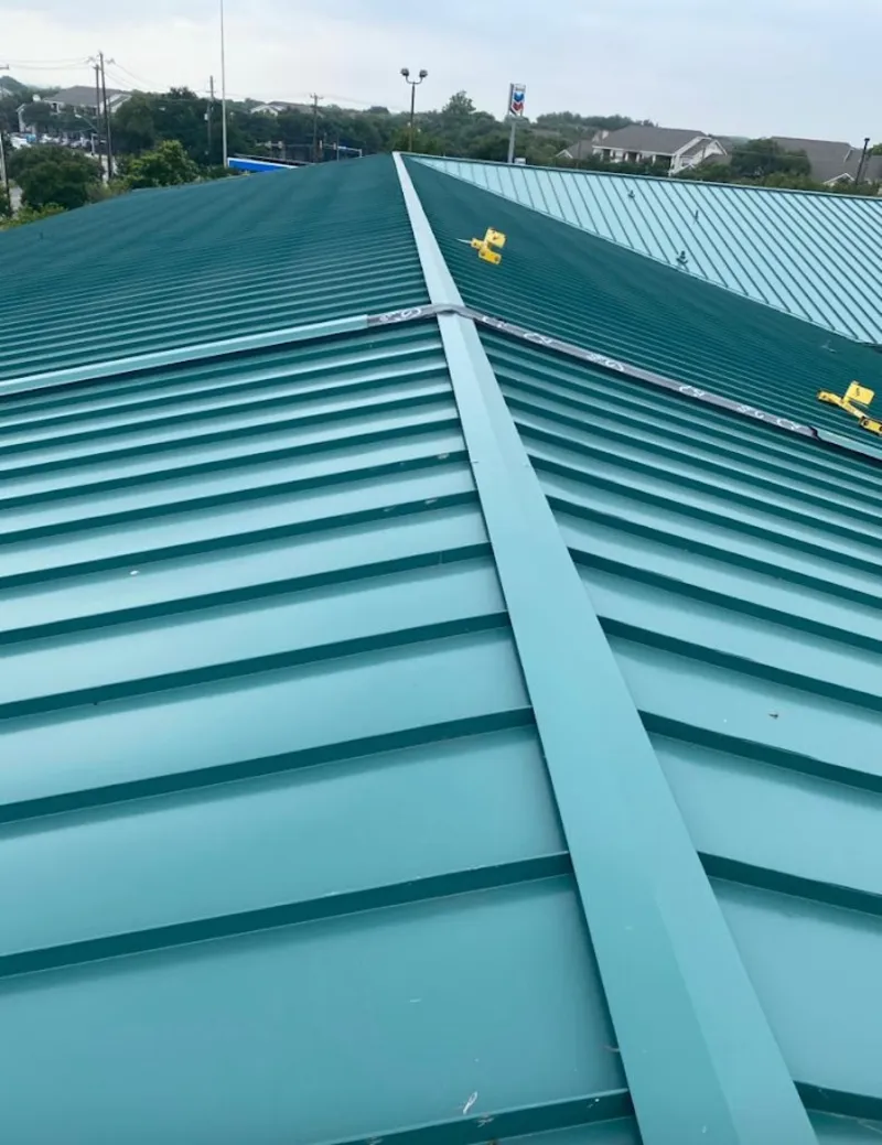 Green commercial metal roof ridge and valley for Metal Roof Repair in Brockton